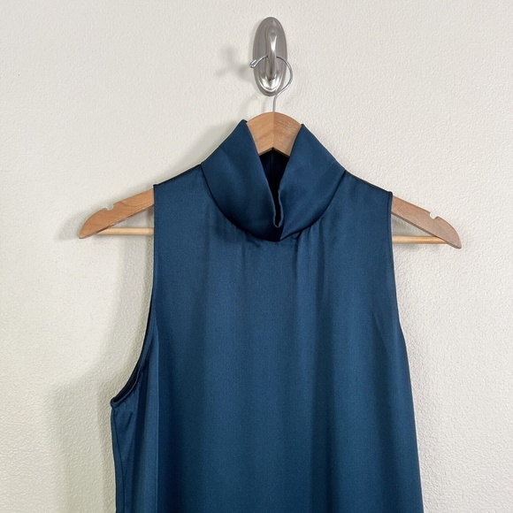 GWYN Nneoma Turtleneck Satin Maxi Dress in Marine Green - Picture 6 of 11